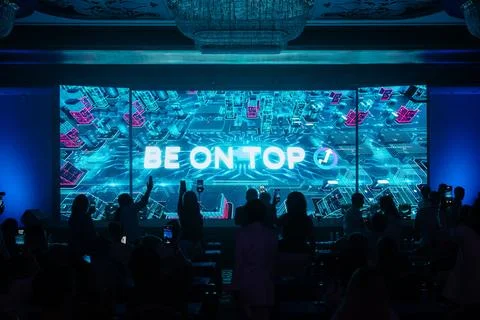 Event motto on led screen Stock Photos
