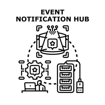 Event notification hub processing system and data streaming Stock Illustration