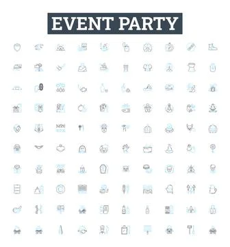 Event party vector line icons set. Celebration, Gala, Bash, Social, Festival 库存插图