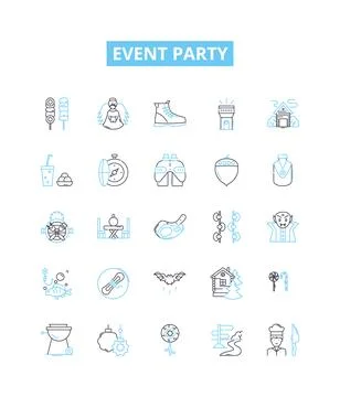 Event party vector line icons set. Celebration, Gala, Bash, Social, Festival Stock Illustration