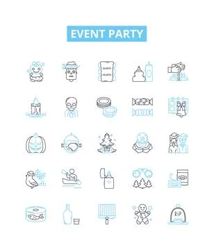 Event party vector line icons set. Celebration, Gala, Bash, Social, Festival Stock Illustration