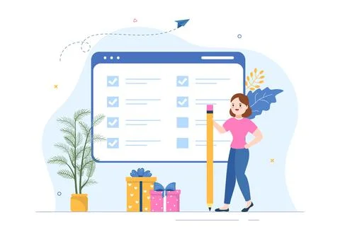 Event Planner Template Hand Drawn Cartoon Flat Illustration with Planning Sch Illustrazione stock