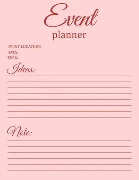 Event Planner Template. Minimalistic notebook page design. Vector illustratio Stock Illustration