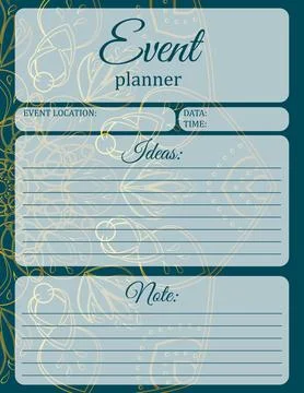 Event Planner Template. Notepad page design with mandala print. Vector illu.. Stock Illustration