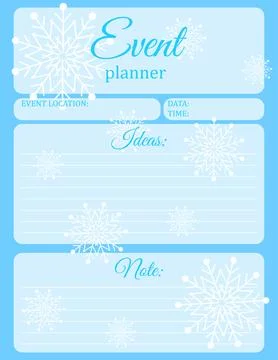 Event Planner Template. Snowflake pattern notebook page design. Vector illu.. Stock Illustration