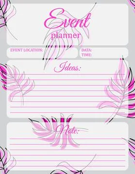 Event Planner Template. Tropical print notepad page design. Vector illustrat Stock Illustration