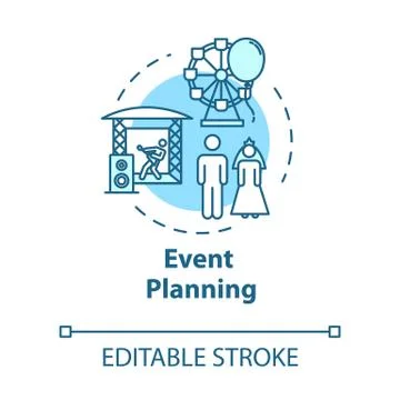 Event planning concept icon. Performance preparation. Wedding organization Stock Illustration