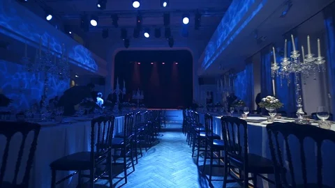 The event preparations motion shot Video stock 129639543