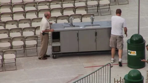 Event preparations in a stadium Stock Footage 159908741