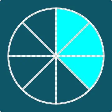Event Probability.circle split into equal outcome sectors, event sectors punched Stock Illustration