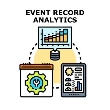 Event record analytics visualizing data management process 库存插图