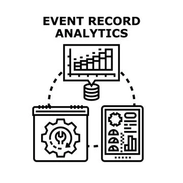 Event record analytics visualizing data management process Ilustración de archivo