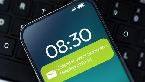 Event reminder and meeting concept with time notification appearing Stock Footage 308826663