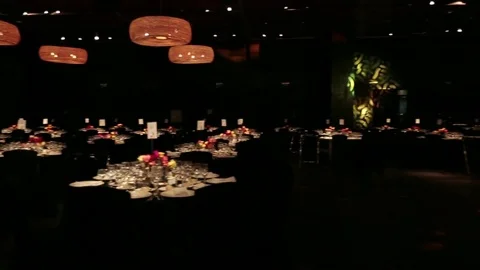 Event room with party lights Stock Footage 77053787
