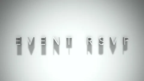 Event rsvp 3D title animation with shadows on a white background Stock Footage 297385298