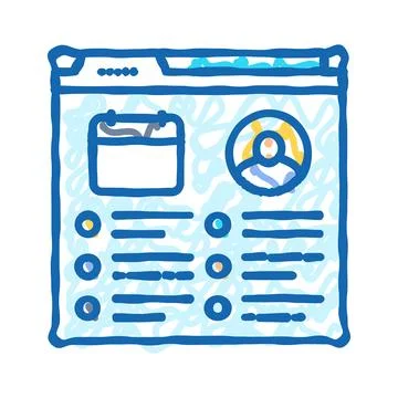 Event schedule virtual conference icon doodle illustration 스톡 일러스트
