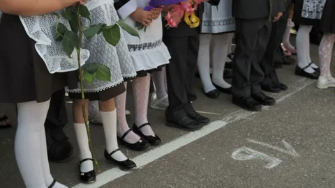 The event in the school yard at the beginning of the school year. Stock Footage 139793994