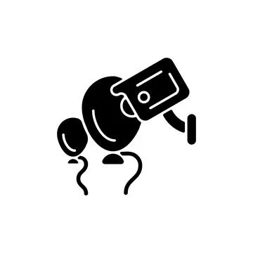 Event security with wireless camera black glyph icon Stock Illustration