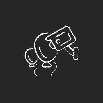 Event security with wireless camera chalk white icon on dark background Stock Illustration
