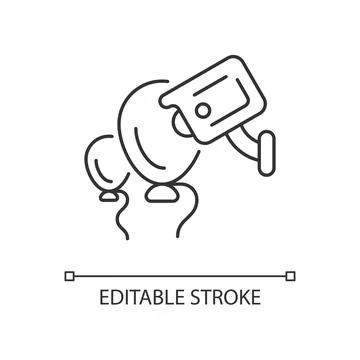 Event security with wireless camera linear icon Stock Illustration