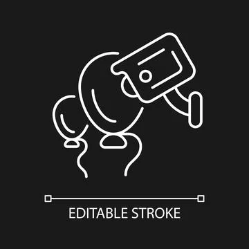 Event security with wireless camera white linear icon for dark theme Stock Illustration