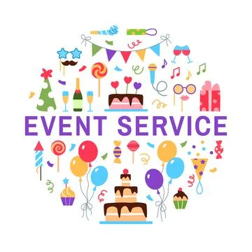 Event service circle concept on white background. Stock Illustration