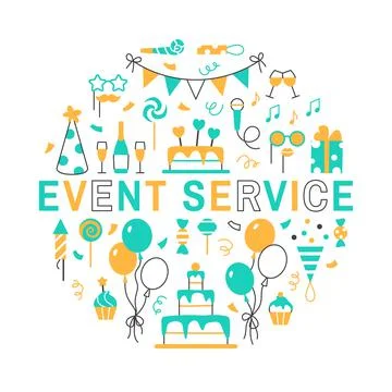 Event service circle concept on white Stock Illustration