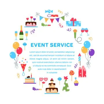 Event service circle frame with space for text. Stock Illustration