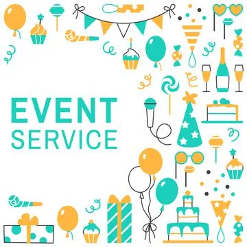 Event service flat line frame with text space. Stock Illustration