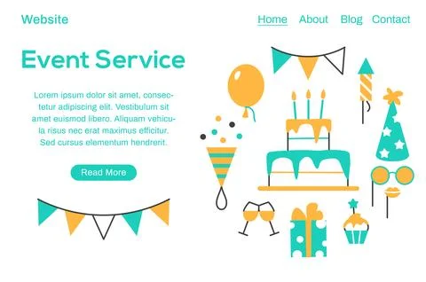 Event service flat line web page template. Stock Illustration