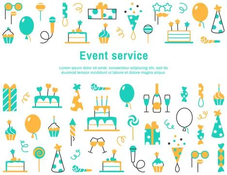 Event service horizontal background. Illustrazione stock