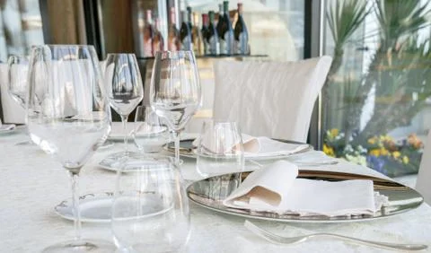 Event setting lunch in restaurant Stock Photos