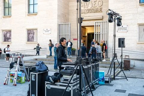 Event Setup Outside Museo Nazionale 库存照片