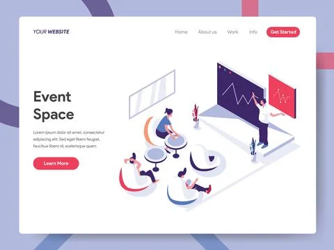 Event Space banner Concept For Website Page 스톡 일러스트