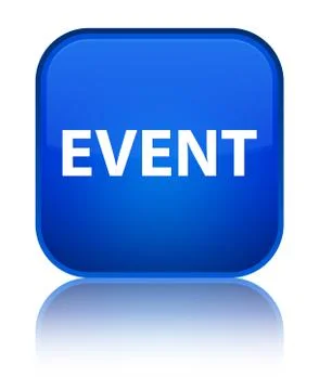 Event special blue square button Stock Illustration