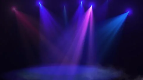 Event stage blue light background with spotlight illuminated stage Stock Footage 283980754
