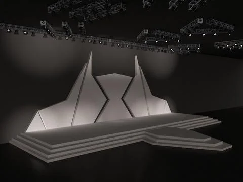 Event stage with custom backdrop design and stage stairs. perspective view Stock Illustration