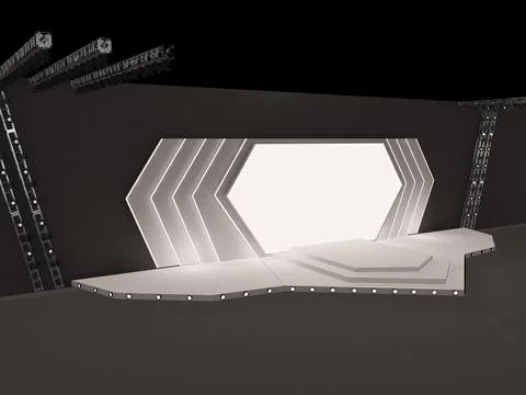 Event stage with a led projection screen with night lighting Stock Illustration