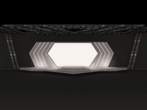 Event stage with a led projection screen with night lighting Stock Illustration