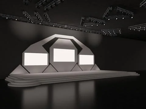 Event stage with octagon backdrop design-led screens for projection Stock Illustration