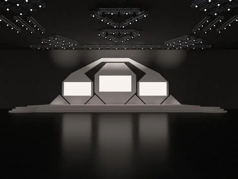 Event stage with octagon backdrop design-led screens for projection Stock Illustration
