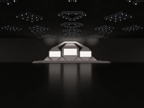 Event stage with octagon backdrop design-led screens for projection Stock Illustration