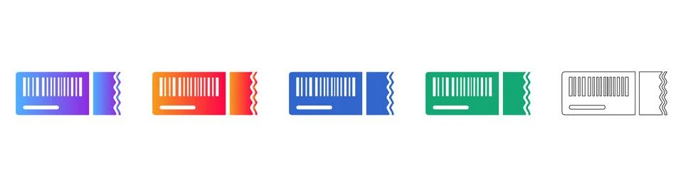 Event Ticket with Barcode Icon Set Stock Illustration