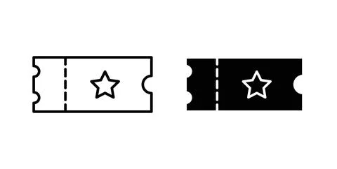 Event ticket icon collection in black, Line icons, flat symbols イラスト素材