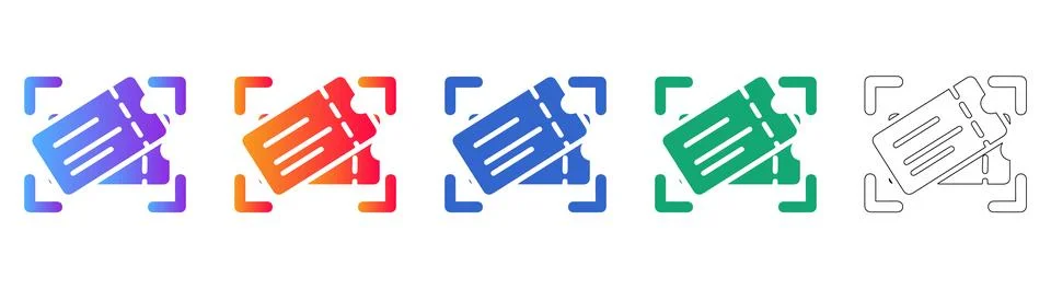 Event Ticket Icons in Focus Frame for Digital Ticketing Stock Illustration