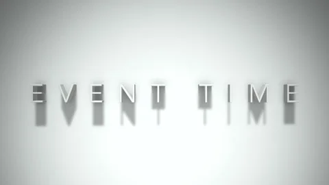 Event Time 3D title animation with shadows on a white background Stock Footage 296725218