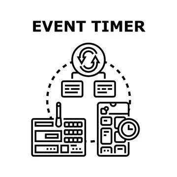 Event timer controlling planning and data synchronization Ilustração Stock