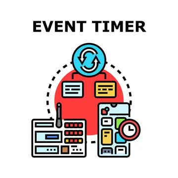 Event timer controlling planning and data synchronization Stock Illustration