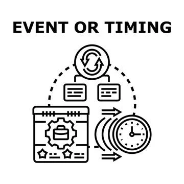Event timing and business scheduling process illustration 库存插图