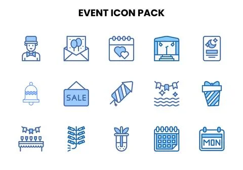 Event Two Colour Graphics Icons Pack Stock Illustration